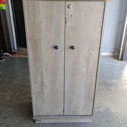 Media Storage Cabinet with Doors & Lock Grey Oak