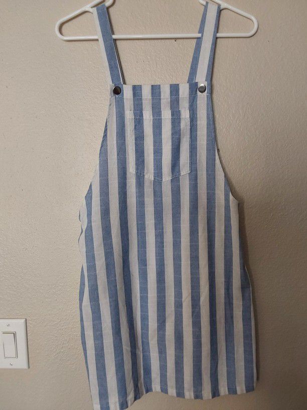 Shein Dress, Women's Size Small Blue And White Striped Overall Dress 