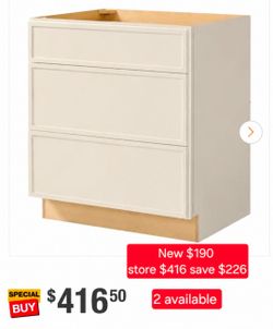 ✨️ Hampton Bay Leyton 30 in. Wx 24 in. Dx 34.5 in. H Ready to Assemble Plywood Slim Shaker Drawer Base Kitchen Cabinet in Antique White #1593