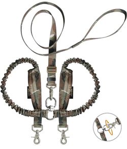 Double Dog Bungee Leash w/ 2 Closer Control Handle, No Tangle Tactical Dog Walk
