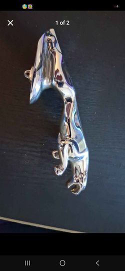 Vintage 1(contact info removed)  Chrome Jaguar Leaping Cat Hood Ornament