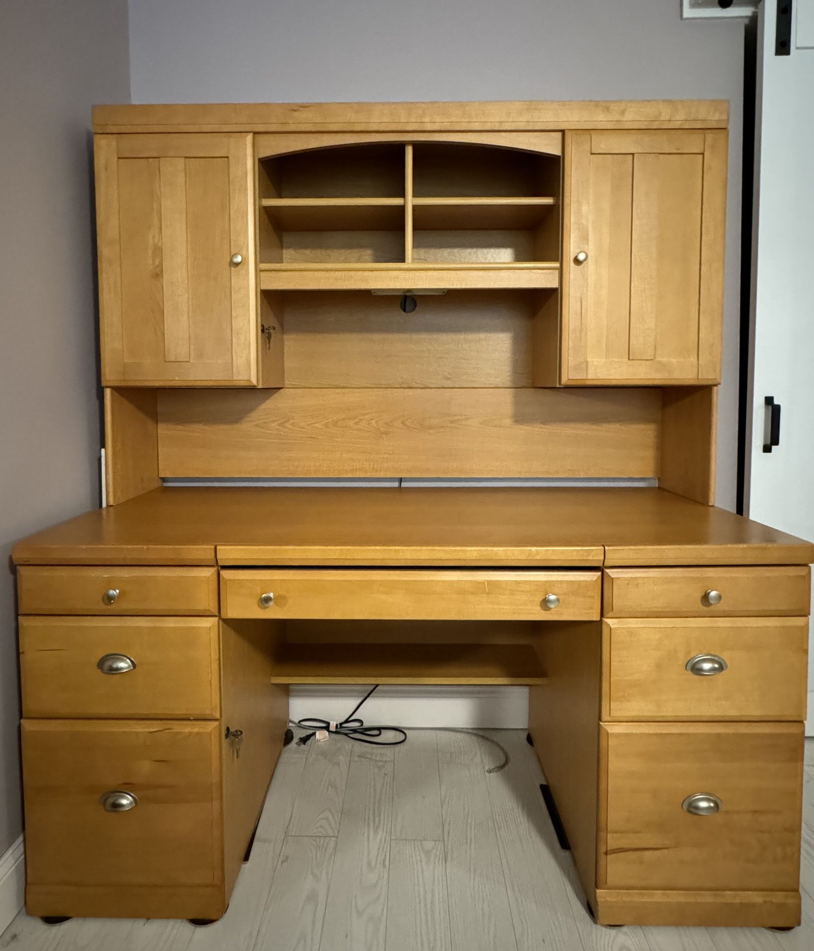 Solid Wood Desk with Hutch 