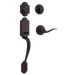 Kwikset Venetian Bronze Single Cylinder Door Handleset with Tustin Door Handle With SmartKey Technology