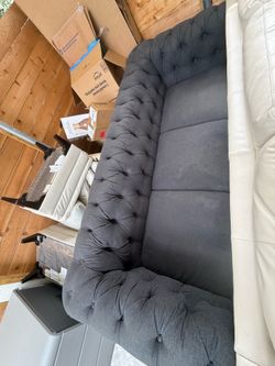 Gray Tufted World Market Couch