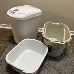 Cleaning Set – Oxo SoftWorks 4-Gallon Angled Measuring Bucket + Sterilite Dishpan 12 Qt + Trash Can