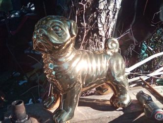 Gold Ceramic Pug Dog Figurine