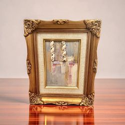 Original Abstract Contemporary Painting Mixed Media Gold Frame