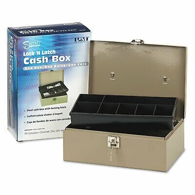 PM Company Lock'nLatch Steel Cash Box w / 7 Compartments, Key Lock