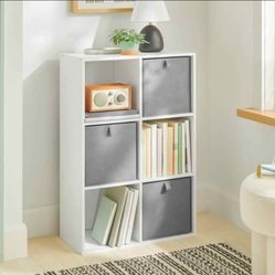 Storage Cube 6 Shelf Bookcase Wooden Display Unit Organiser White Furniture