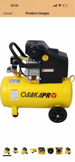 Air Compressor, 10 Gallon Steel Tank, 3.5HP Oil Free Air Compressor & Max. 115PSI Pressure, 6 in Diameter Rubber Tires, Ultra Quiet Portable Compresso