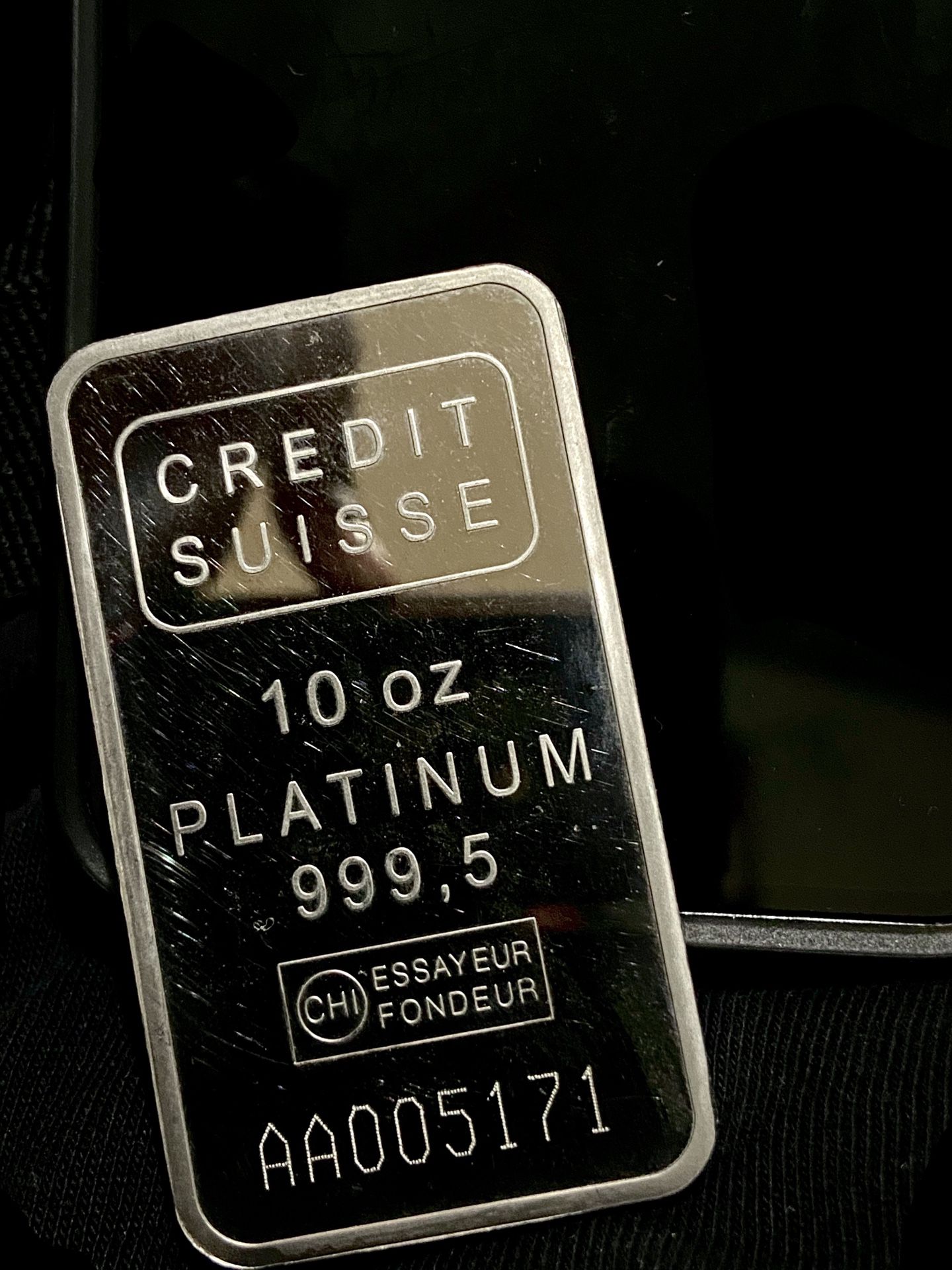 Credit Suisse 10 oz 999.5 Platinum Bar