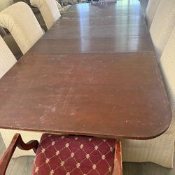 Queen Anne Style Antique Table/custom Chairs And Buffet 