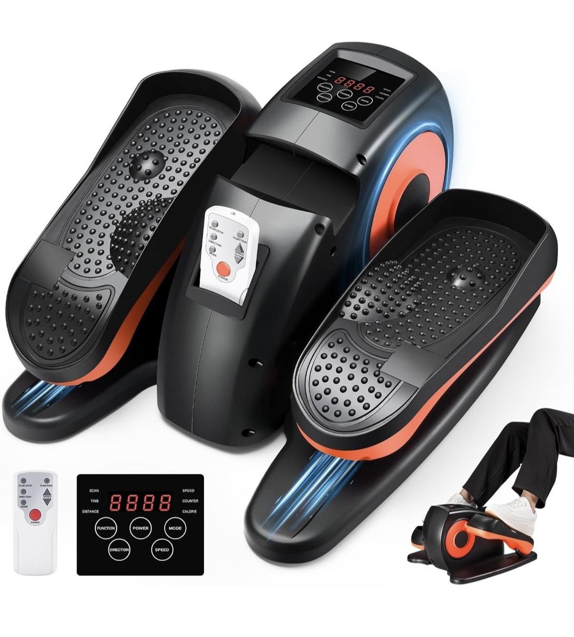 Open Box Under Desk Elliptical Exercise Machine, Electric Leg Exericser While Sitting for Seniors, Mini Pedal Ellipse Exerciser with Remote Control, P