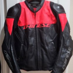 Dainese Racing 4 Perforated Leather Jacket Red Fluo 52