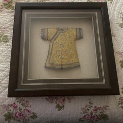 Imperial Chinese Robes from the Forbidden City, Asian Kimono (Yellow) Framed Shadowbox Art Wall Décor