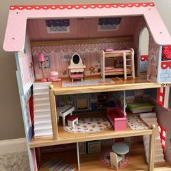 Doll House With Furniture and Dolls