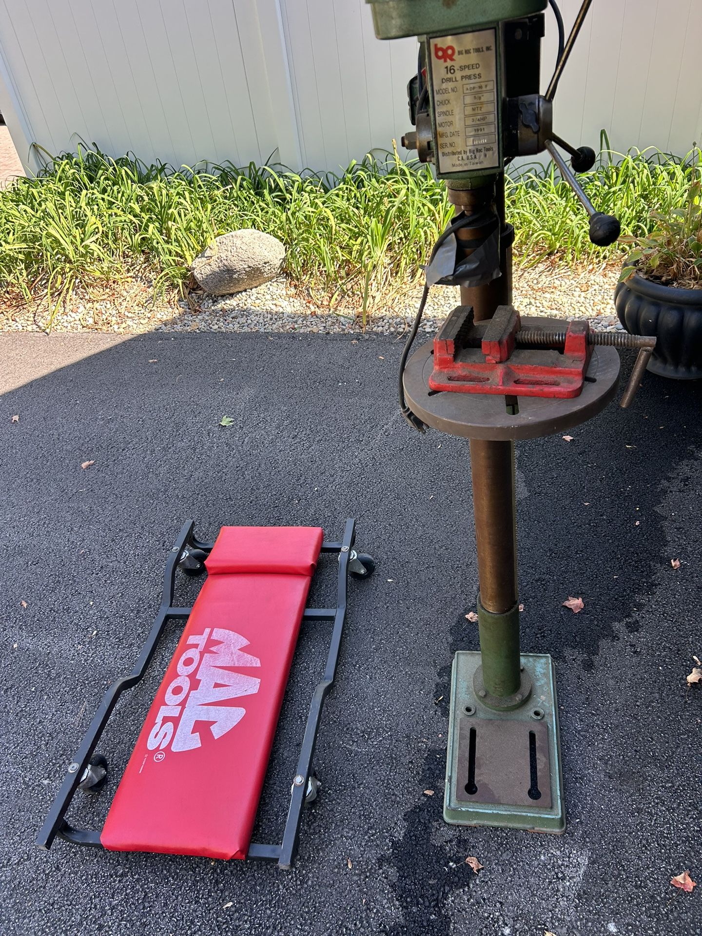 Floor Drill Press And Garage Creeper