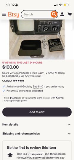 Vintage portable tv and radio