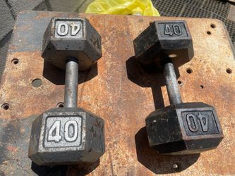 40lbs cast metal dumbells