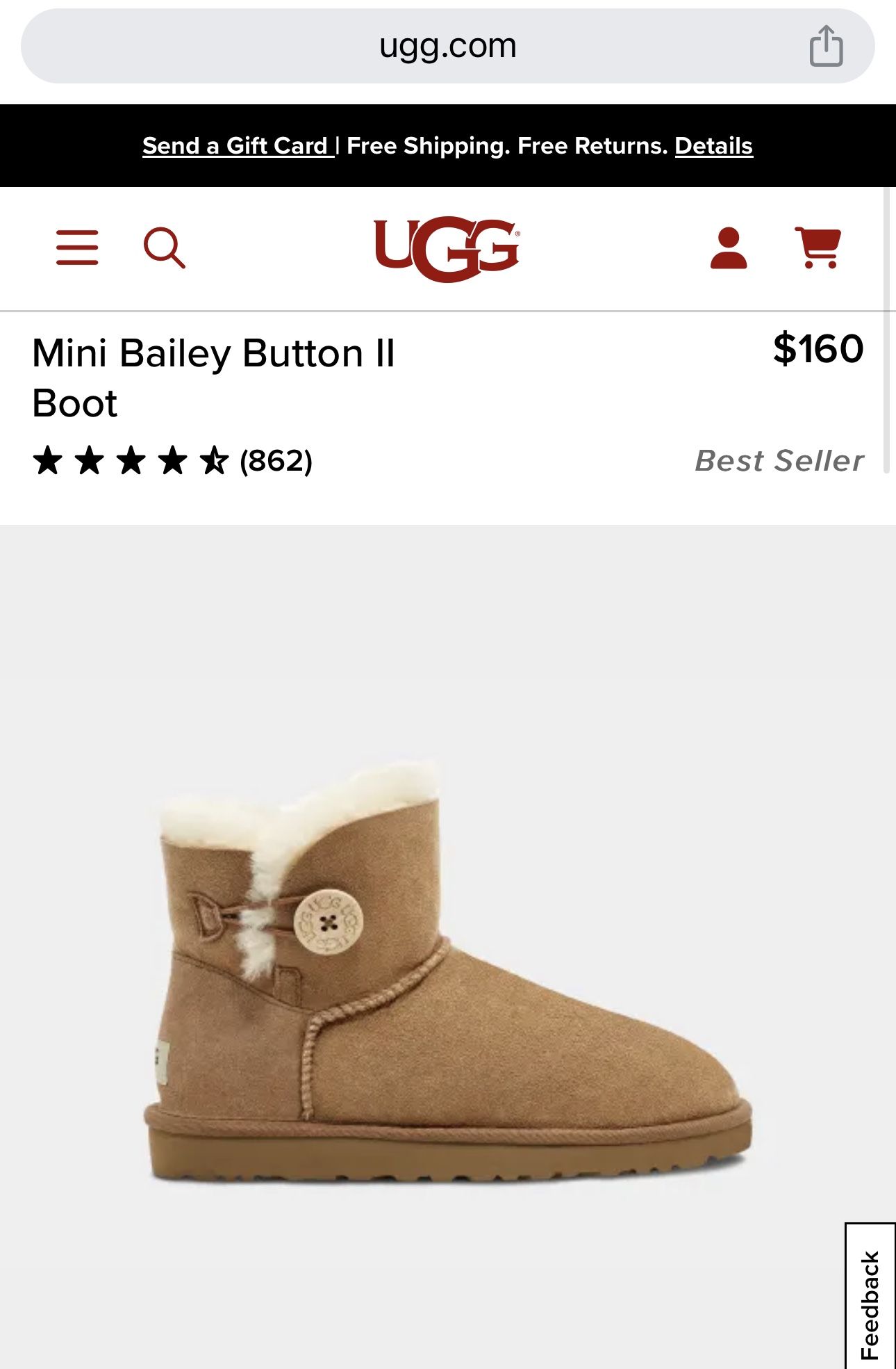 bailey button free shipping ugg