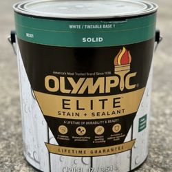 Olympic Elite Exterior Stain + Sealant 1 Gallon - White/Tintable - Deck Fence Siding