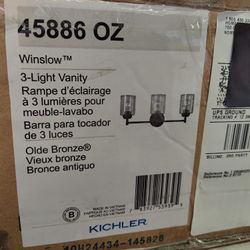 Kichler Winslow 45886oz 3 Light Bathroom Vanity Light Fixture In Olde Bronze, Few Available 
