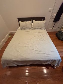 Full-size Wood Bed Frame w/ Underbed Storage + Mattress