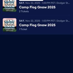 CAMP FLOG GNAW TICKETS WRISTBANDS