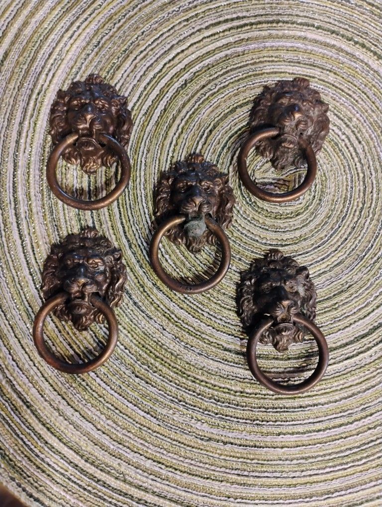 Brass Lion head Drawer Pulls