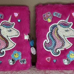 Claire's Unicorn Kids Writing Journal With Lock- Pink Fuzzy Cover-New W/Tags🟢Read FULL Description Below🟢