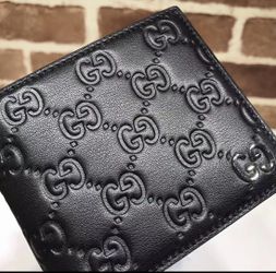 Designer men’s black leather wallet GG