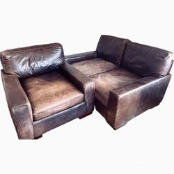 Leather Leather Living Room Furniture Sets, Brown