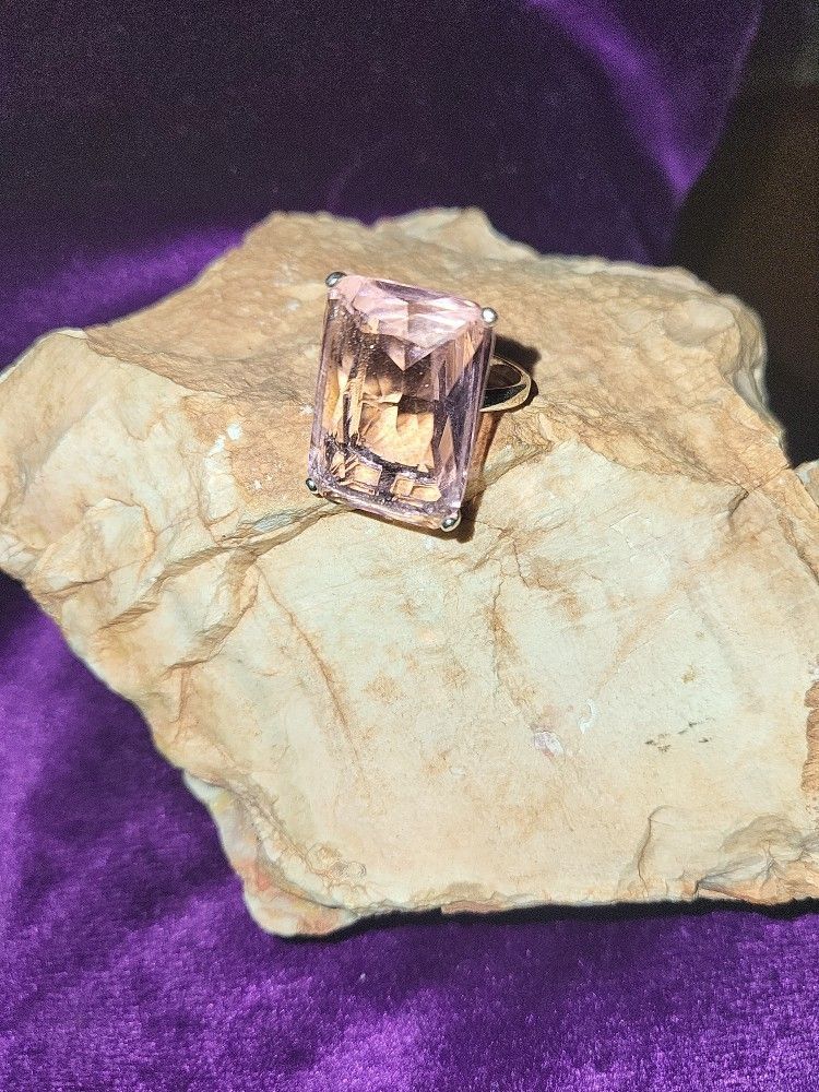 Pink Ice Zirconia Cocktail Ring. SS