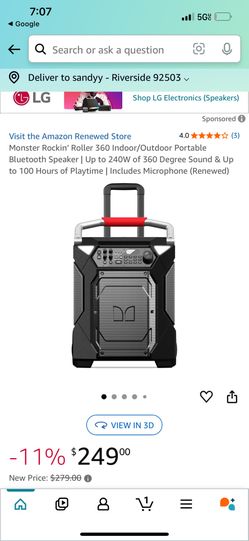 Monster Rocking Roller 360 Rechargeable Speaker