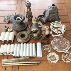 Lot of Antique Light Fixture / Lamp Parts