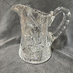 Vintage Cut Glass - American Brilliant Period Pitcher Made of Heavy Crystal