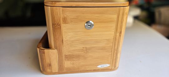 Safco bamboo suggestion box (NEW OPEN BOX)