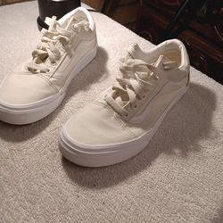 Vans.  Woman All White Vans Size 6.5