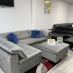 NEW COMFY GRAY LIMA SECTIONAL SOFA SET WITH OTTOMAN ON SALE NOW ONLY $899! 🤩 SAME DAY DELIVERY 🚚 NO CREDIT NEEDED FINANCE AVAILABLE ☎️💰