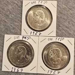 México. Un Peso 1957. Plata. Escaso 