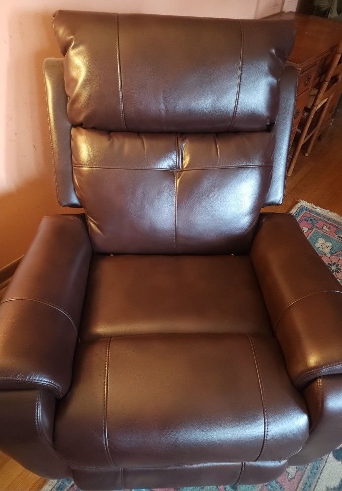 Brown, Leather Electric Recliner With Lift Assist
