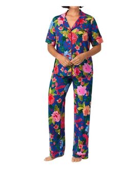 NWT Room Service Floral Pajama Set in Blue & Pink Size Medium
