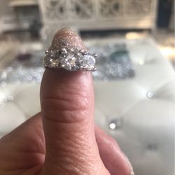 925 Sterling Silver 3 Stone Cocktail Ring Size 7