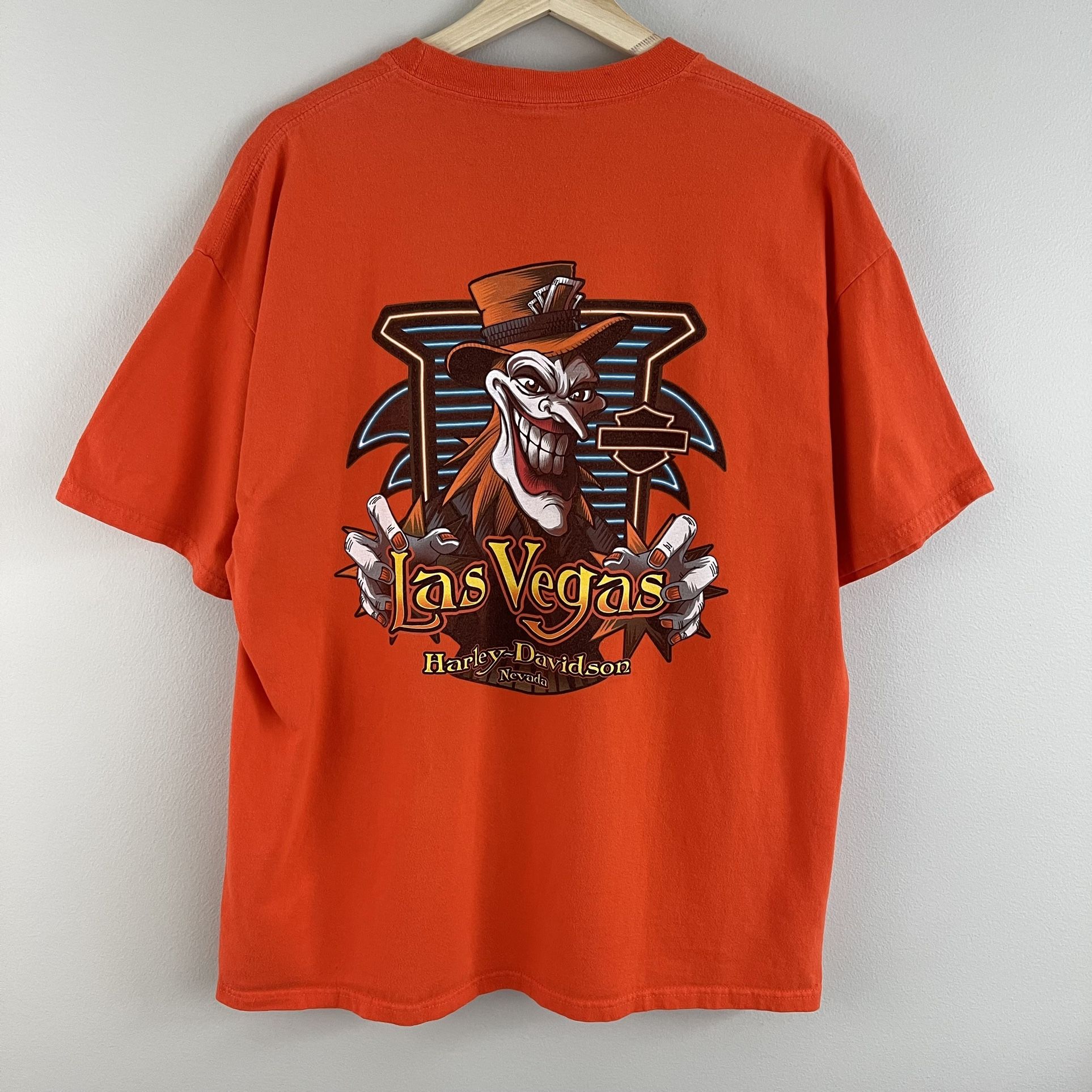 HARLEY DAVIDSON Neon Orange Las Vegas Nevada Joker Graphic Tee