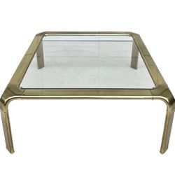Vintage John Widdicomb Hollywood Regency  Brass And Glass Waterfall Coffee Table - Circa 1970s