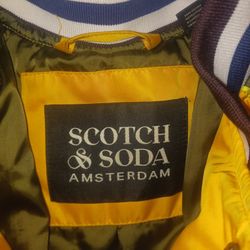 SCOTCH AND SODA YELLOW VARSITY BOMBER JACKET