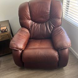 LaZBoy Burgundy Brown Leather Rocker Recliner