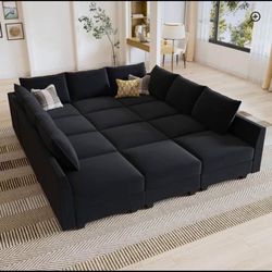 Kandle Modular Upholstered Velvet Chaise Sectional Sofa