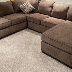 Large Brown Sectional Sofa Couch 