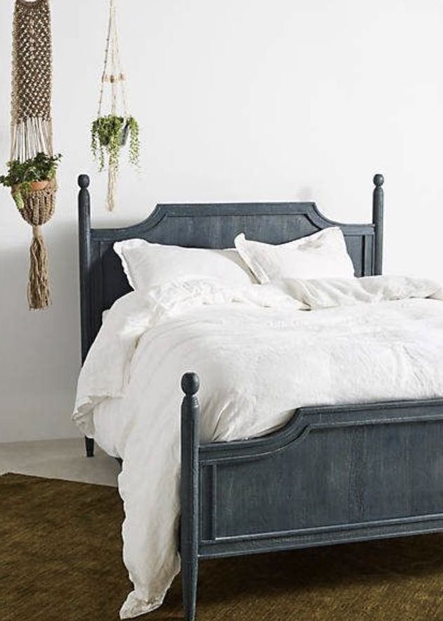 Anthropologie Artisan Washed Wood Queen Bed